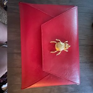 NWT Lola Basso By Haeberli Piel Red Clutch Bag